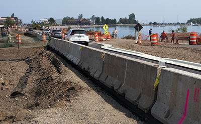 Photo: Hwy 61 in Grand Marais during construction in 2021.